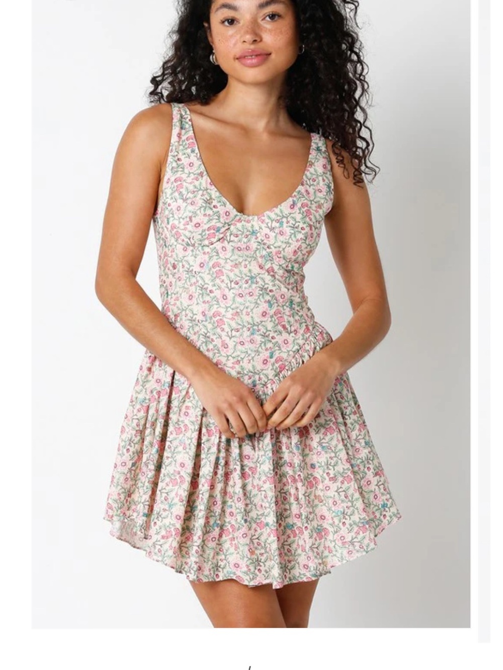 Floral Scoop-Neck Mini Dress